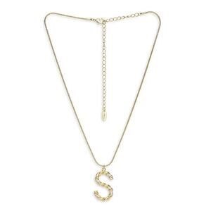 NEW ETTIKA REVOLVE 18K Goldplated Twisted Crystal Initial Pendant Necklace S